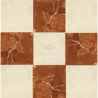 Checkerboard marble tile pattern featuring Rojo Alicante Select and Crema Marfil Select