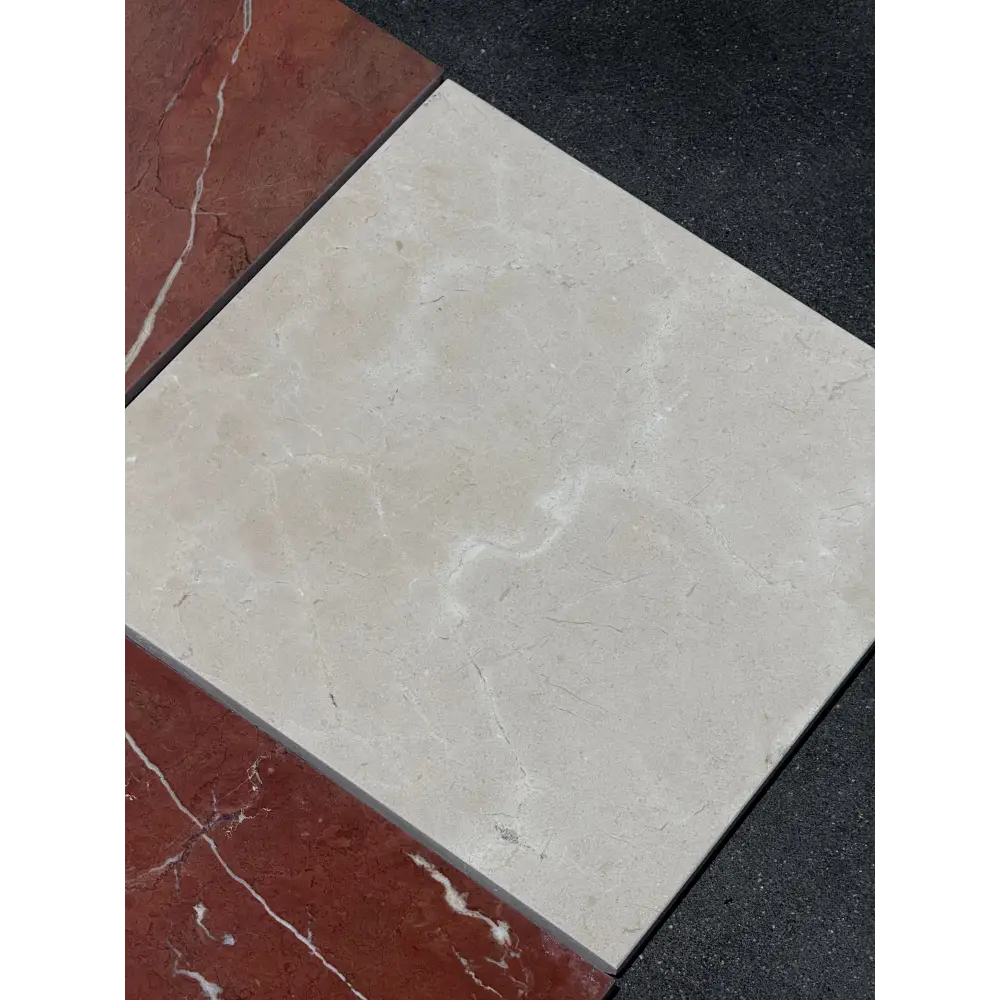 Square marble tile from Checkerboard Rojo Alicante Select and Crema Marfil Set