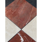 Square marble tiles in red Alicante and Crema Marfil for checkerboard pattern design
