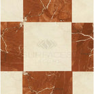 Checkerboard marble tile pattern in Checkerboard Rojo Alicante Select and Crema Marfil Select 12x12 Set