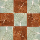Nine-square marble tile pattern from Checkerboard Rojo Alicante Select and Ming Green Prestige set