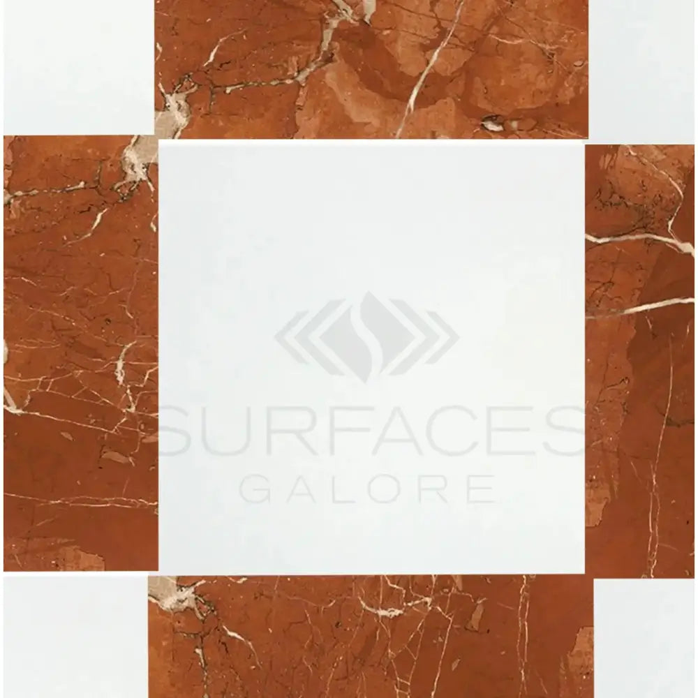 Checkerboard Rojo Alicante Select Marble and Thassos Supreme Marble 12X12 Set-American Stone