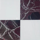 Four-square tile pattern from Checkerboard Rosso Levanto and Bianco Dolomite 12X12 Set