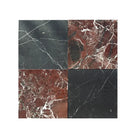 Four square marble tiles from Checkerboard Rosso Levanto and Nero Marquina 12X12 Set