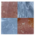 Four-paneled marble tile sample from Checkerboard Rosso Levanto and Crema Marfil 12X12 Set
