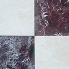 Four marble tiles from Checkerboard Rosso Levanto and Crema Marfil 12X12 Set