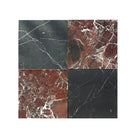 Four marble tiles in a Checkerboard Rosso Levanto and Crema Marfil 12X12 Set