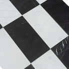 Black and white checkered marble floor from Como in Carrara White Royale and Nero Marquina Prestige set