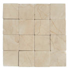 Square marble tile mosaic in Crema Marfil Select 3x3 Tumbled finish