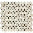 Beige hexagon mosaic tile sheet from Crema Marfil Select Marble for polished or honed finishes