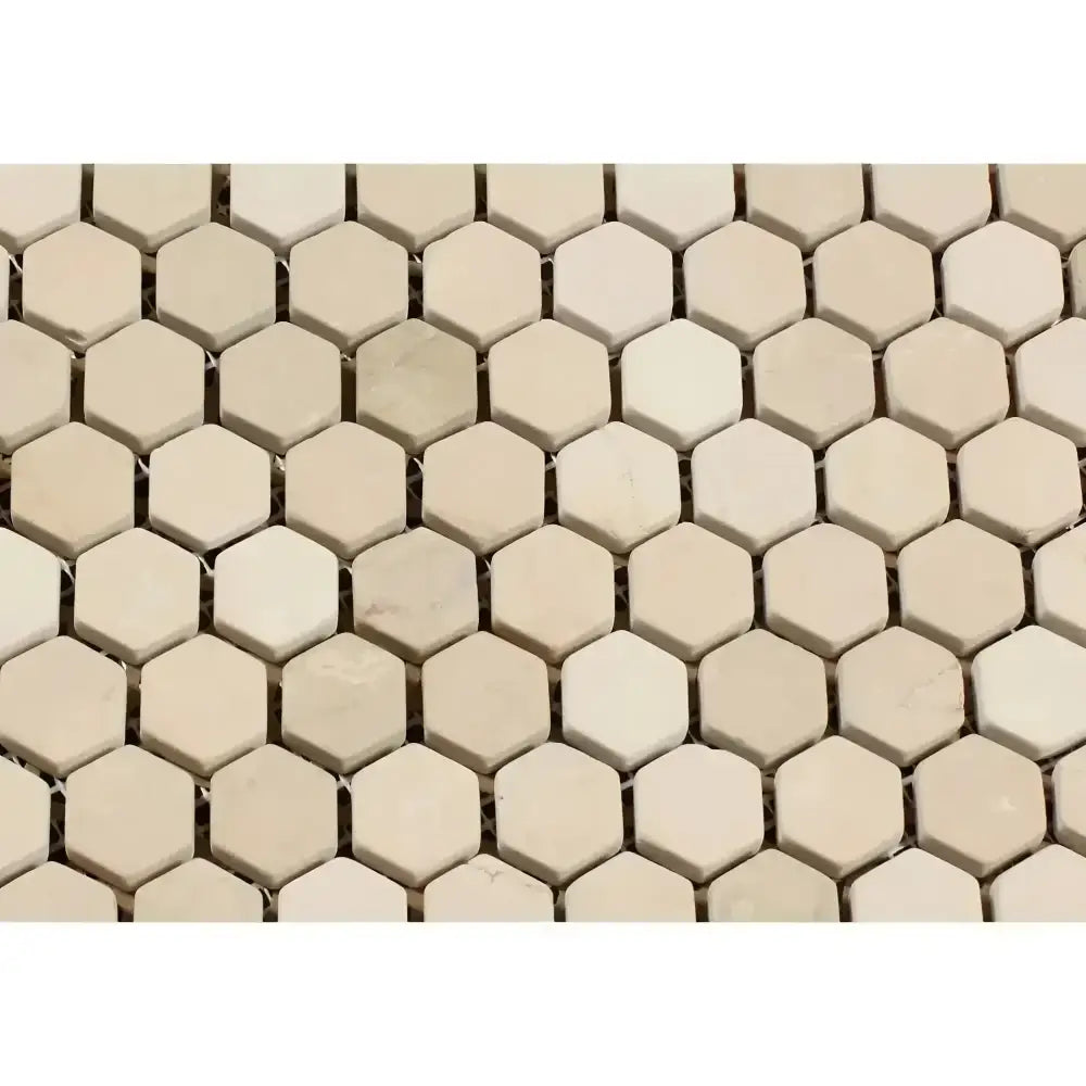 Crema Marfil Select Marble 1" Hexagon Mosaic Mosaic Tumbled-American Stone