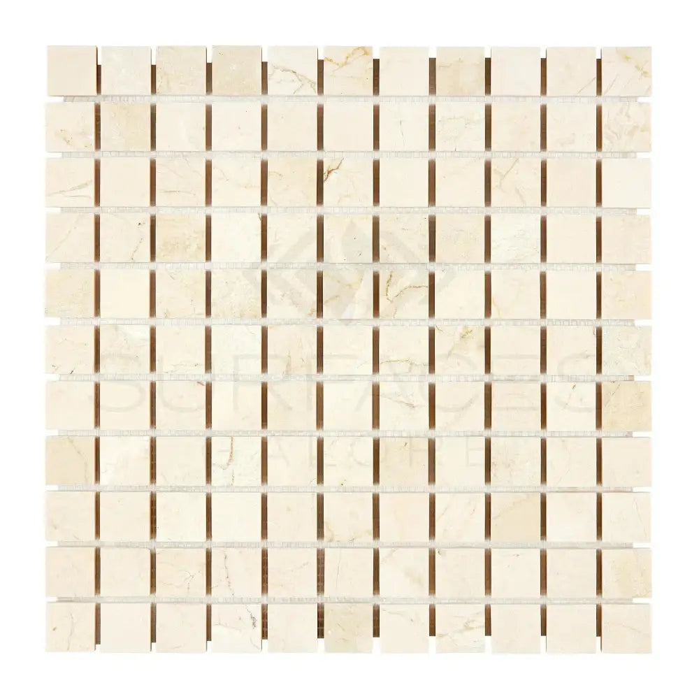 Beige marble mosaic tile sheet from Crema Marfil Select Marble 1X1 collection
