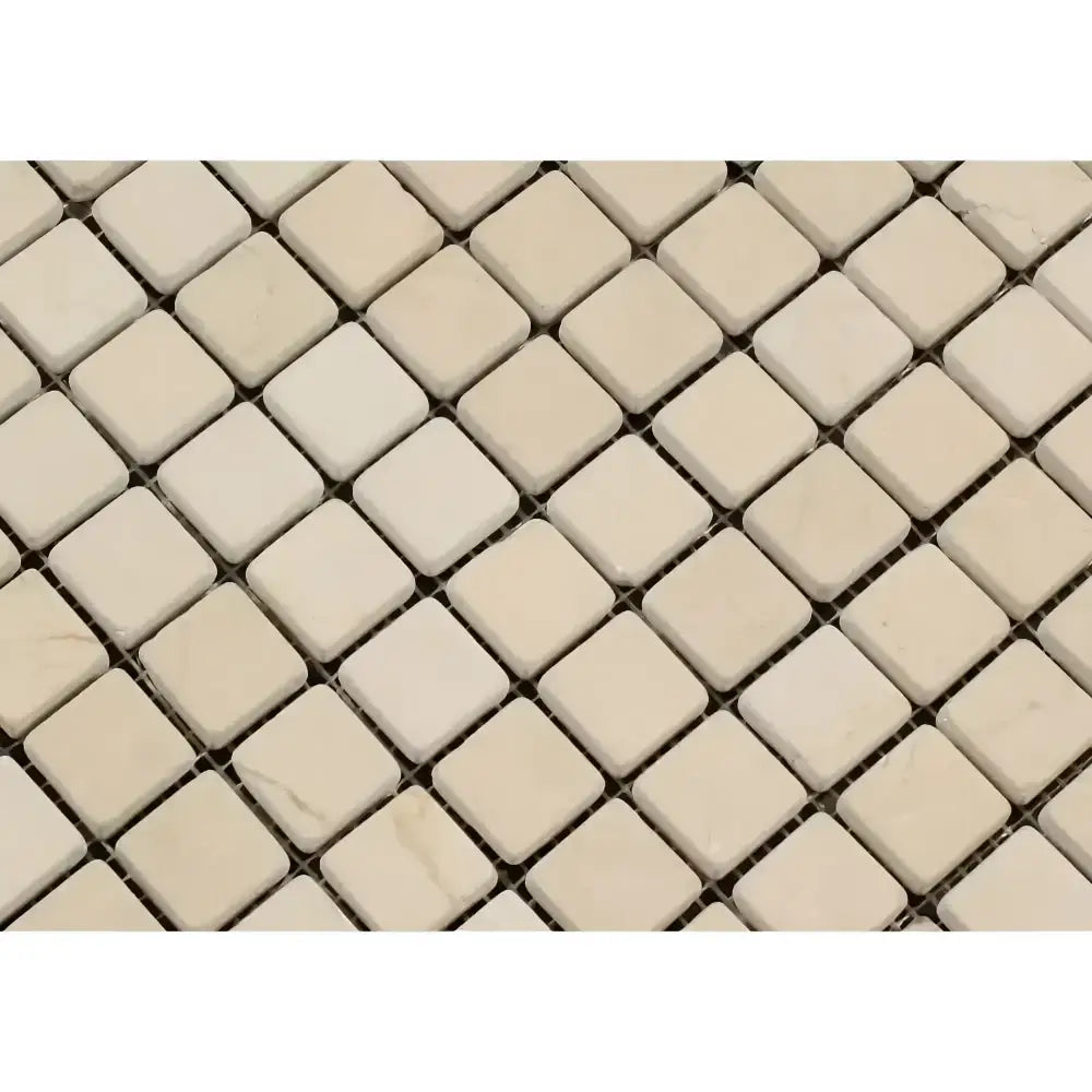 Crema Marfil Select Marble 1X1 Mosaic Tumbled-American Stone