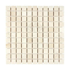 Square mosaic tile sheet of Crema Marfil Select Marble for elegant interior design