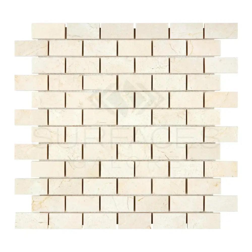 Beige brick mosaic tile from Crema Marfil Select Marble 1X2 Polished or Honed