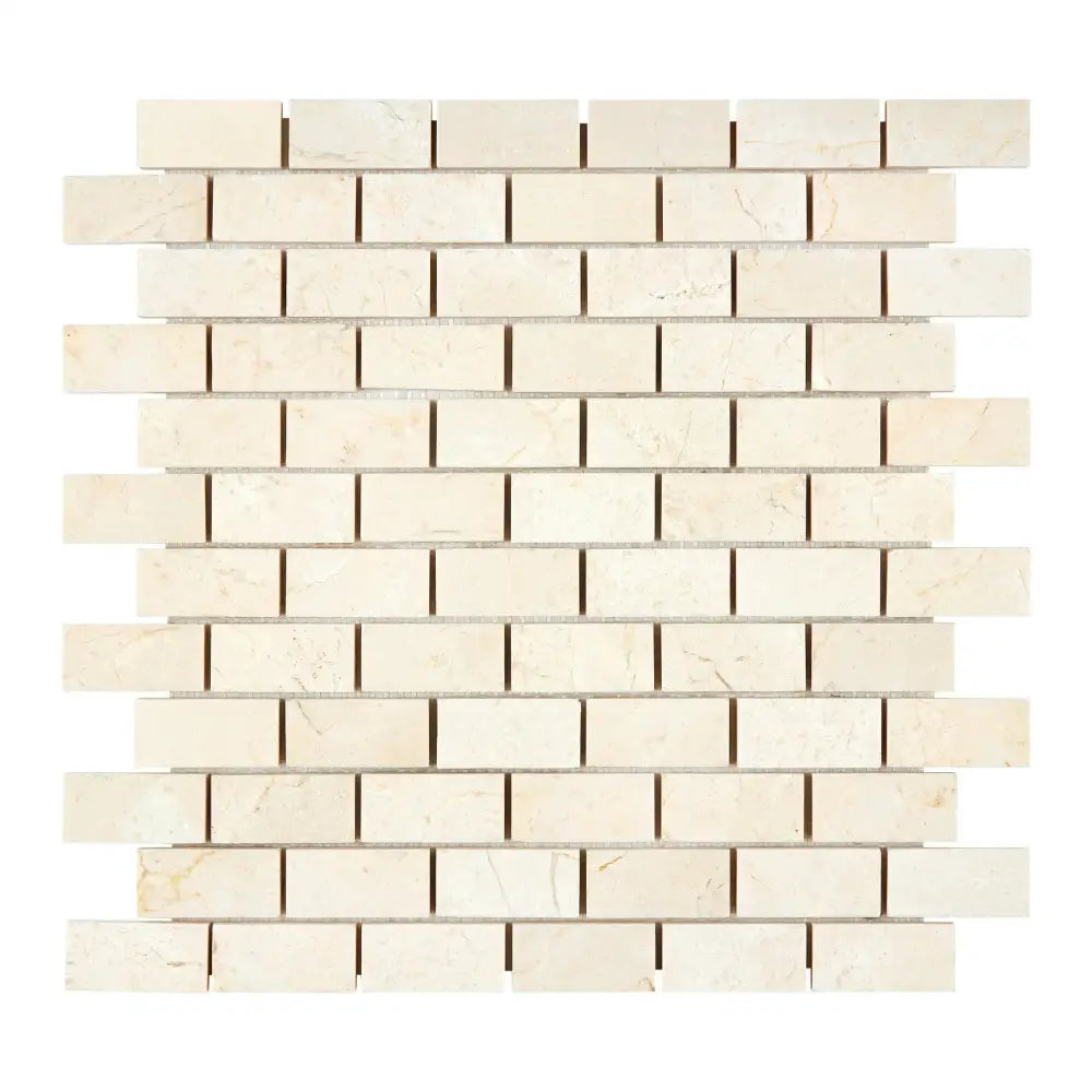 Beige brick mosaic tile from Crema Marfil Select Marble 1X2 Brick Mosaic