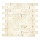 Beige stacked stone wall tile from Crema Marfil Select Marble 1X2 Brick Mosaic