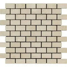 Beige brick mosaic tile sheet of Crema Marfil Select Marble 1X2 Tumbled style