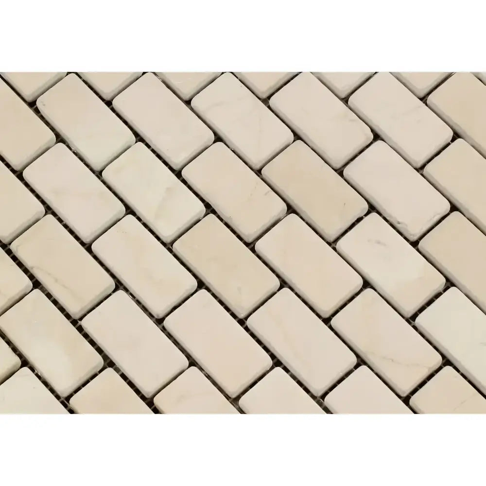Crema Marfil Select Marble 1X2 Brick Mosaic Tumbled-American Stone