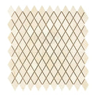 Diamond-patterned mosaic tile sheet in Crema Marfil Select Marble for elegant flooring