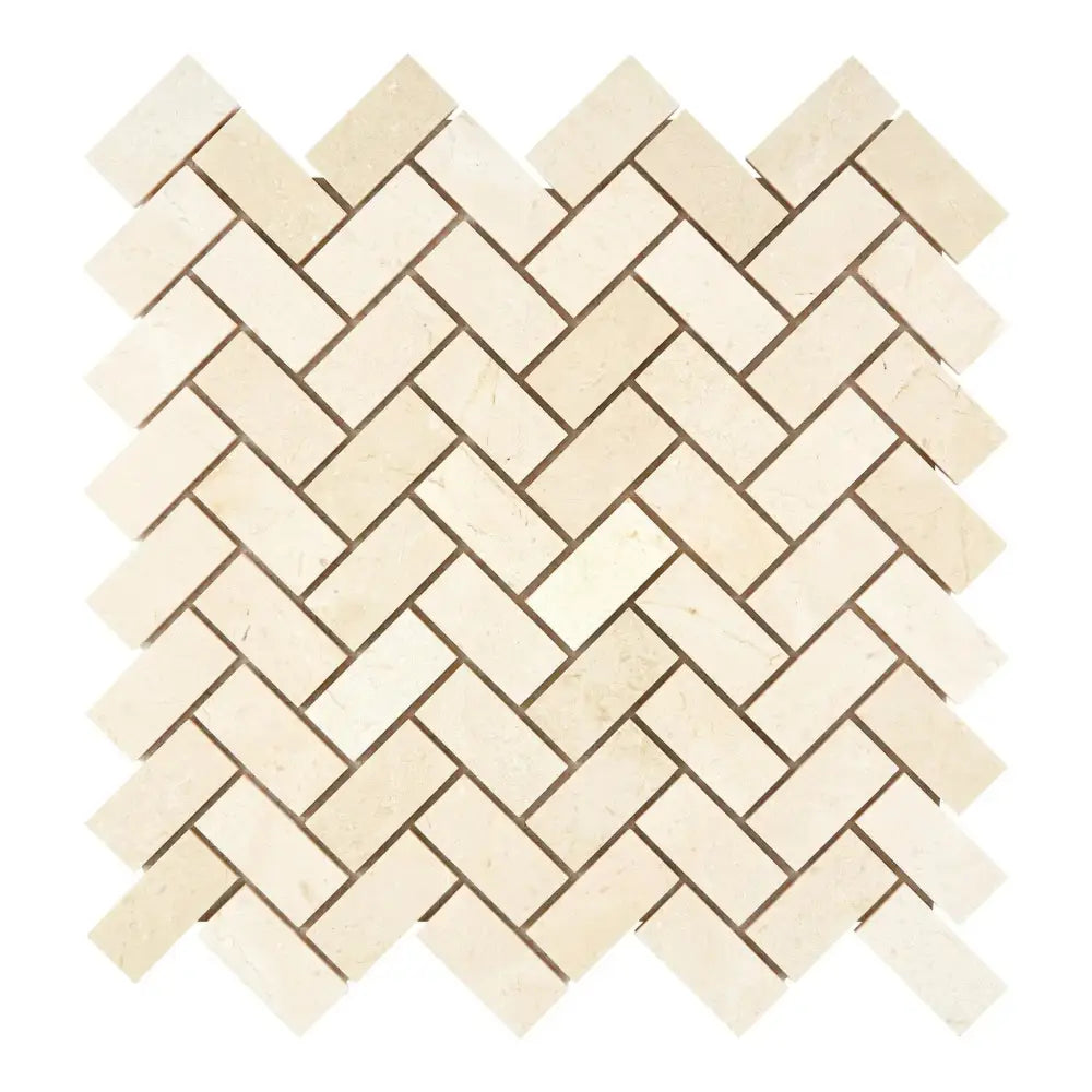 Beige Herringbone Tile Mosaic from Crema Marfil Select Marble Collection