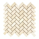 Beige Herringbone Tile Mosaic from Crema Marfil Select Marble Collection