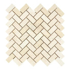 Beige Crema Marfil Select Marble herringbone tile pattern in polished or honed finish