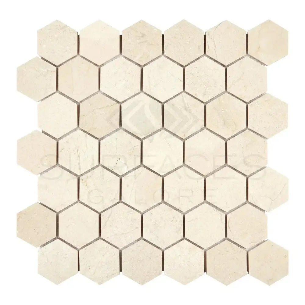 Crema Marfil Select Marble 2" Hexagon Mosaic-American Stone