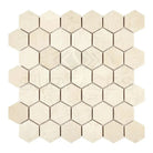 Beige hexagon tile mosaic from Crema Marfil Select Marble for luxurious flooring or backsplash