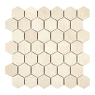 Beige hexagon tile mosaic from Crema Marfil Select Marble 2-inch polished or honed