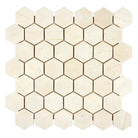 Beige hexagon tile mosaic from Crema Marfil Select Marble 2 Inch Hexagon Tumbled