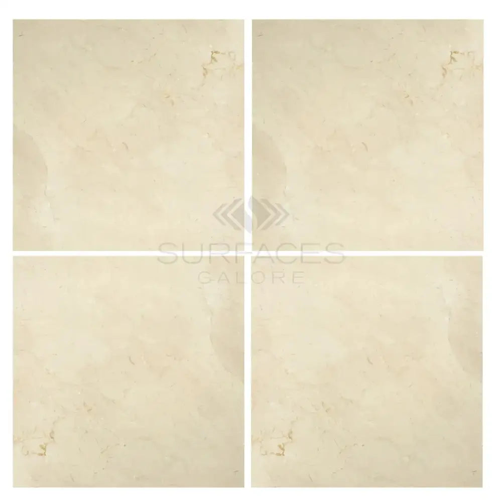 Four beige Crema Marfil Select Marble 24x24 tiles in polished or honed finish