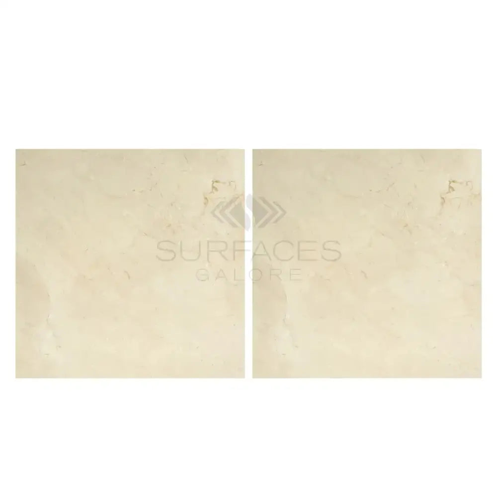 Two beige Crema Marfil Select marble tiles 24x24 polished or honed