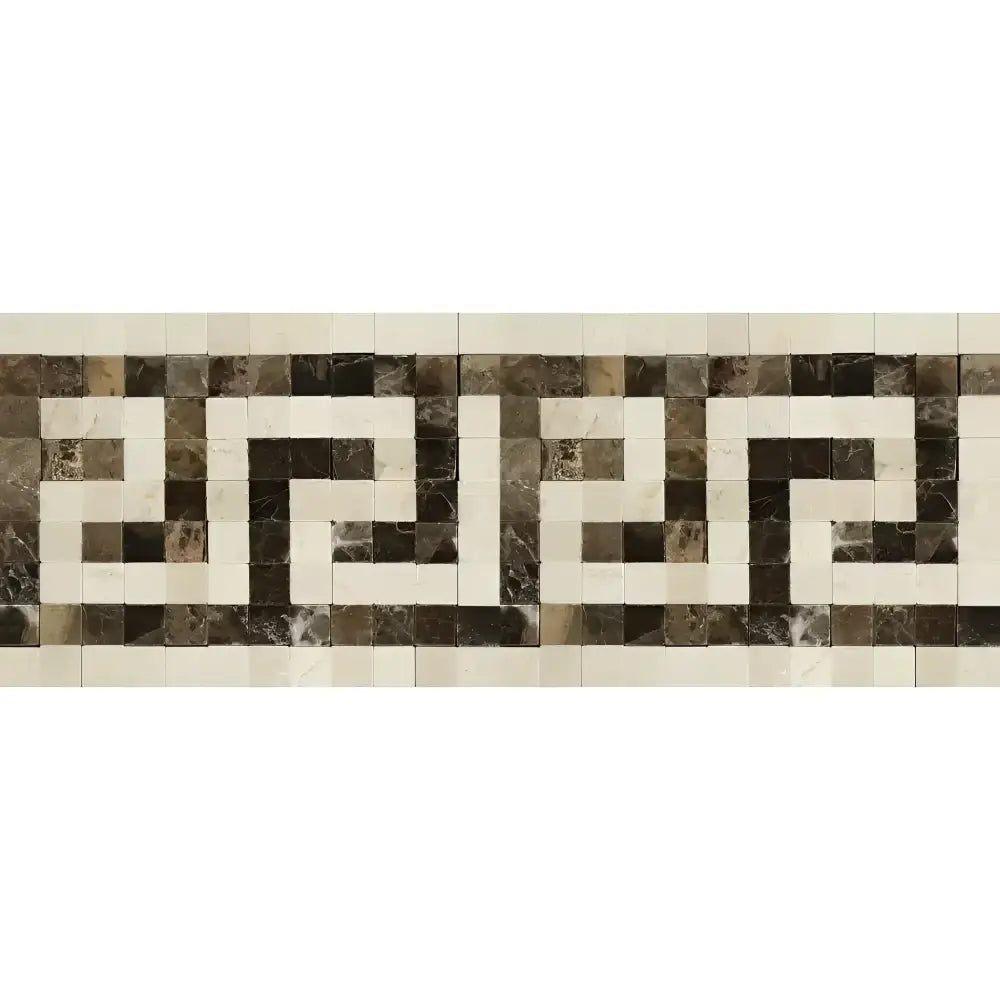 Crema Marfil Select Marble 3 1/2X7 Greek Key Border (Crema Marfil Select+Emp. Dark) Polished-American Stone