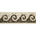 Mosaic tile border with wave pattern on Crema Marfil Select Marble polished surface