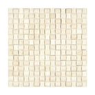 Textured beige mosaic tile from Crema Marfil Select Marble 3-D Small Bread Mosaic