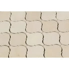 Interlocking beige stone pavers from Crema Marfil Select Marble Mosaic for elegant flooring