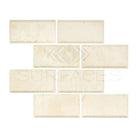 Rectangular beige Crema Marfil Select Marble tiles with deep beveled edges
