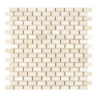 Beige brick mosaic tile from Crema Marfil Select Marble 5/8X1 1/4 Mini-Brick collection