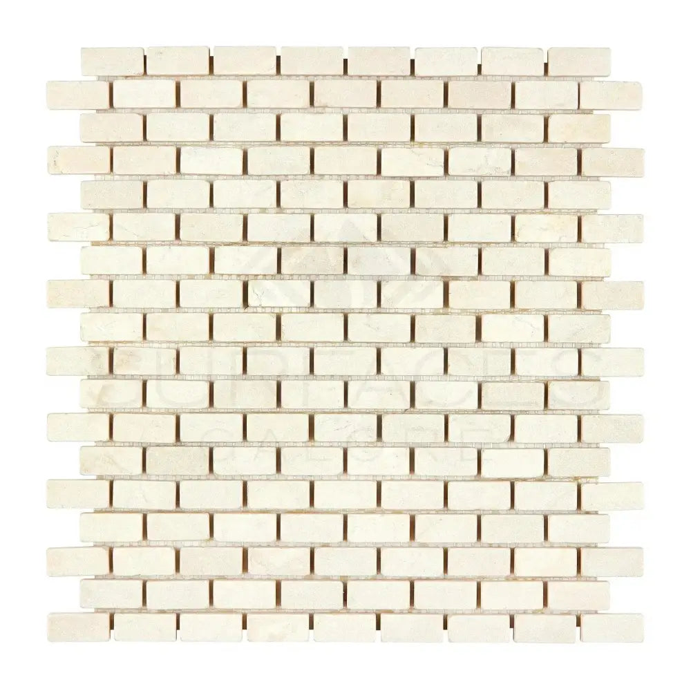 Crema Marfil Select Marble 5/8X1 1/4 Mini-Brick Mosaic Tumbled-American Stone