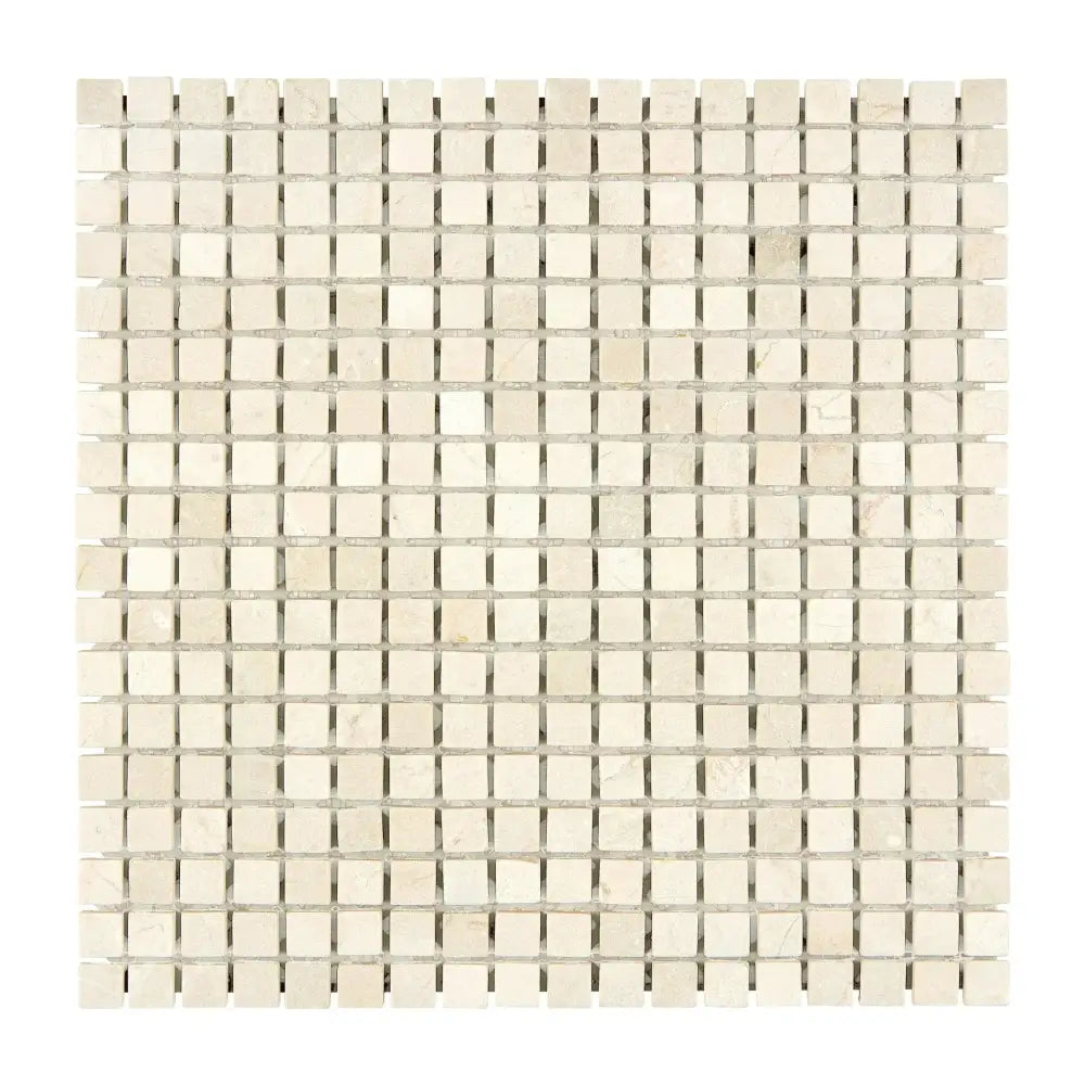 Square mosaic tile sheet with Crema Marfil Select Marble for elegant flooring or backsplash