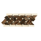 Brown and beige mosaic tile border from Crema Marfil Select Marble Basketweave mosaic