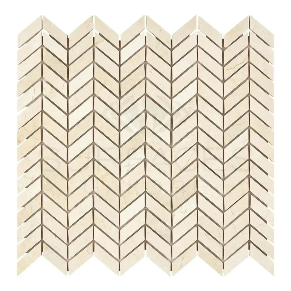 Beige Chevron Mosaic Tile for Crema Marfil Select Marble Chevron Mini Mosaic