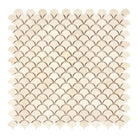 Beige scallop tile mosaic in Crema Marfil Select Marble FAN (Raindrop) Mosaic