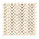 Beige scallop tile mosaic from Crema Marfil Select Marble FAN Raindrop Collection