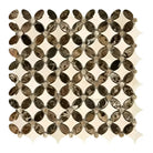 Brown and beige mosaic tile pattern from Crema Marfil Select Marble Florida Flower
