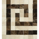 Square marble mosaic tile pattern with Crema Marfil Select and Emp. Dark accents