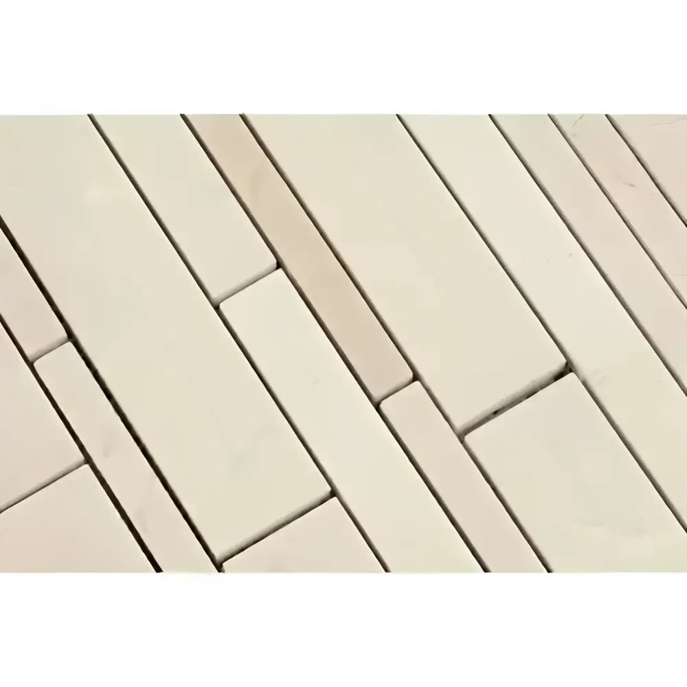 Rectangular beige Crema Marfil Select Marble Manhattan mosaic paving stones