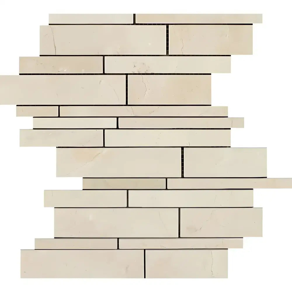 Crema Marfil Select Marble Manhattan (Random-Strip) Mosaic-American Stone