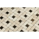 Interlocking Beige and Brown Tile Pattern in Crema Marfil Select Marble Pinwheel Mosaic